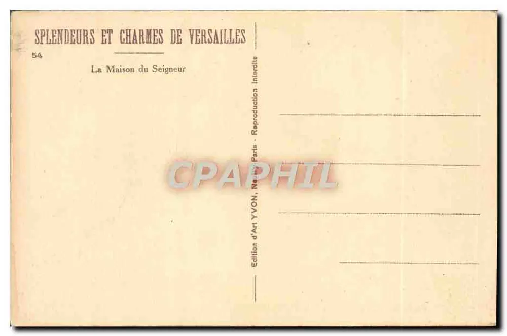 A Casa do Senhor — Splendor e Encanto de Versailles — Edição de Arte YVON, Paris - Verso