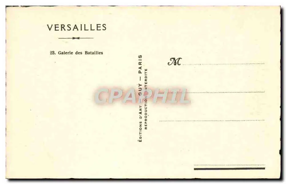 Versalles — Galería de las Batallas — Ediciones d'Arte Guy - Reverso