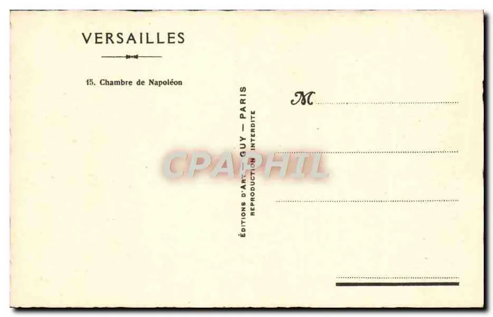 Quarto de Napoleão — Versailles — Éditions d'Art Guy, Paris - Verso