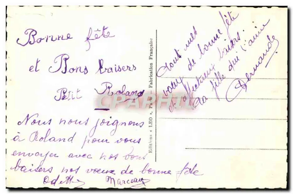 Criança com traje de verão — com buquê — editor Léo, Paris, n° 5793 - Verso
