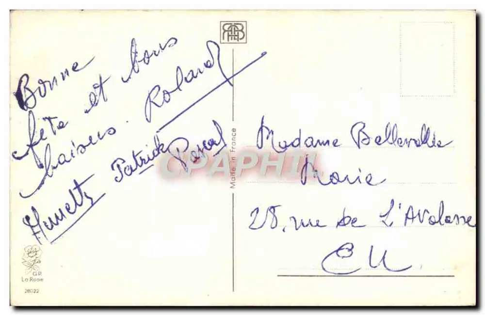 Dwie róże — ilustracja — GP La Rose, n° 28122 - Rewers
