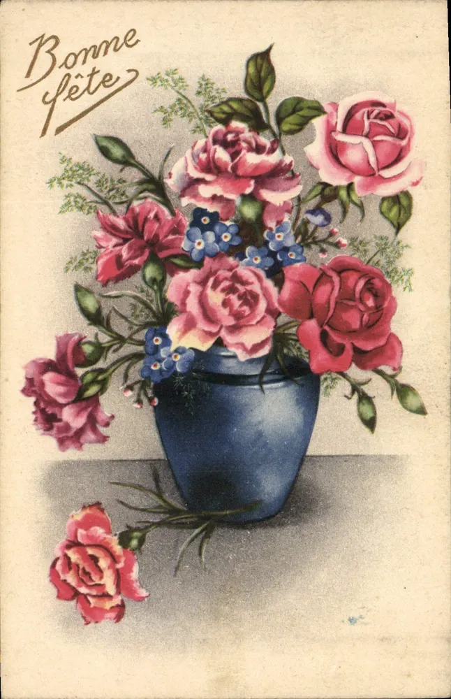 Buquê de rosas e flores — Boa Festa — Impresso em 20 - Frente