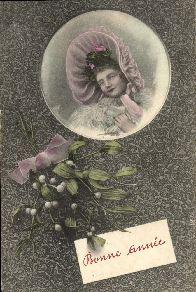 Menina com chapéu rosa — Boa Ano — A.S. V. Série 340 - Frente