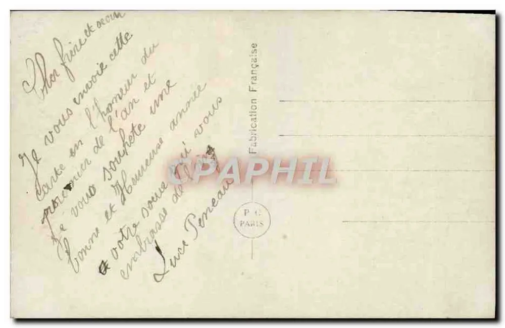 Junge Frau in blauer Kleidung — Frohe Neujahr 1937 — P.C. Paris n°1357 - Rückseite