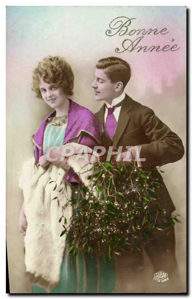 Jeune couple — avec branche de gui — éditeur SUBAR 173 PARIS - Recto