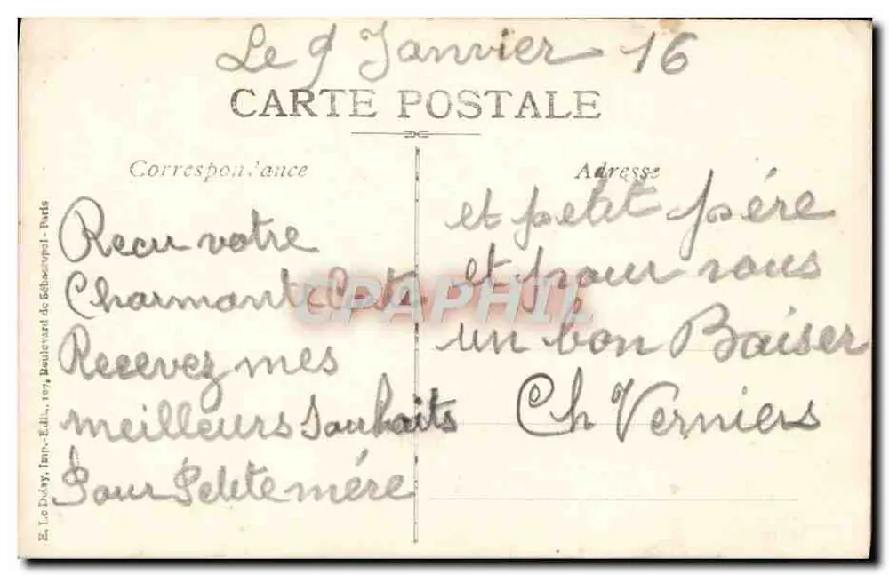 Soldat unter der französischen Flagge — gedruckter Text — VISE PARIS n°2857 - Rückseite