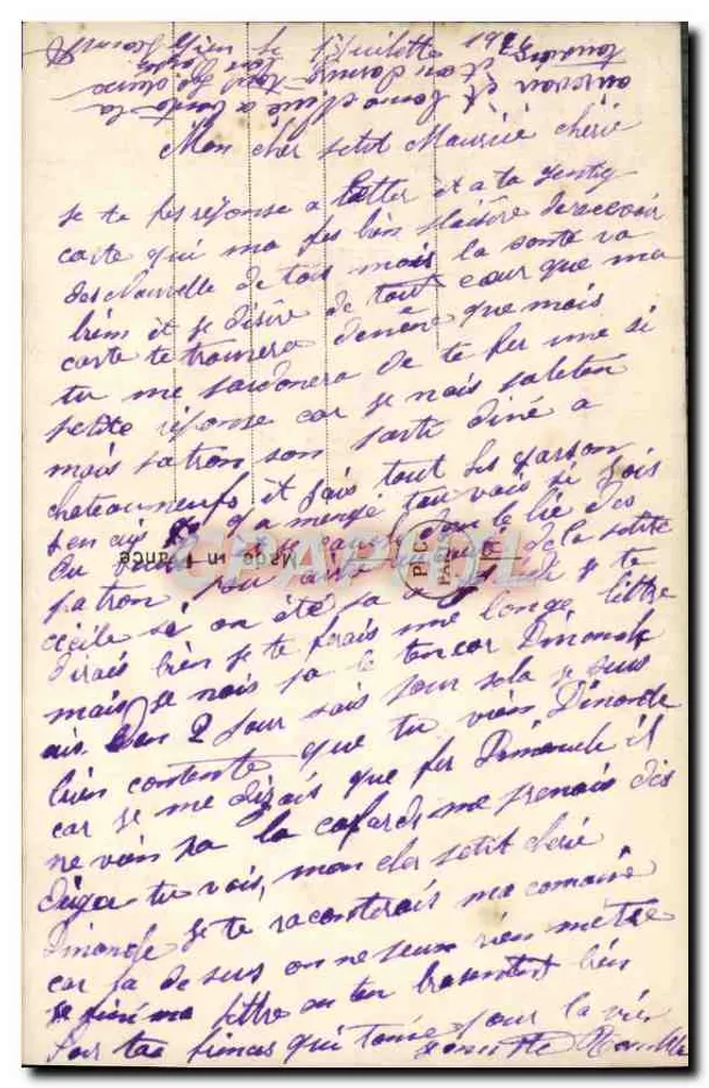 Junges Paar — LiebesSzene — PC PARIS 1820 - Rückseite