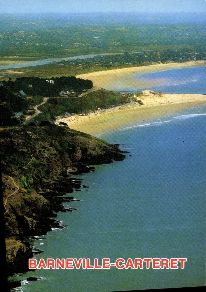 Barneville-Carteret — widok z lotu ptaka na plaże i skały — Artaud Frères, n°503 - Awers