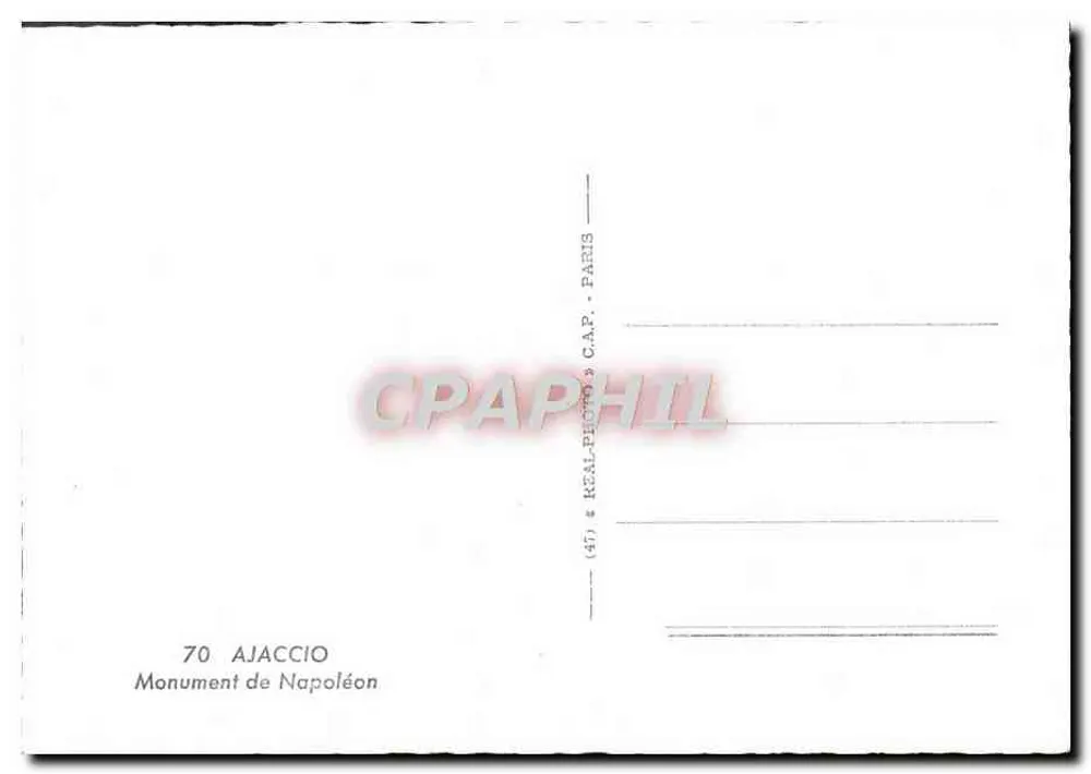 Monumento de Napoleão — Ajaccio — editor C.P.A.P. n°70 - Verso