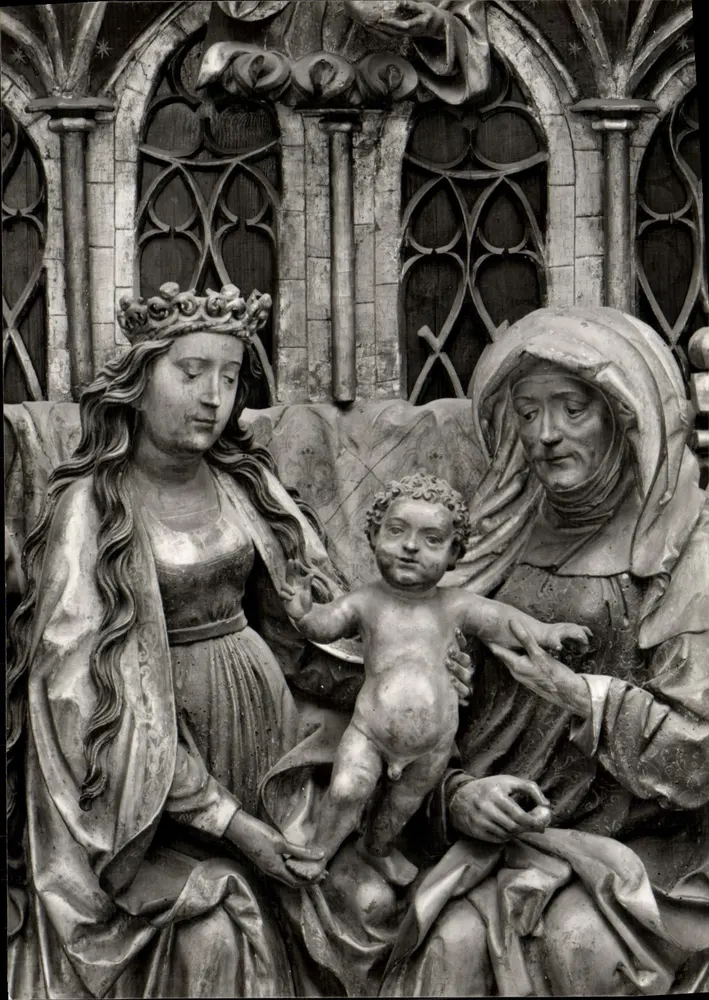 Schreinaltar — detalhe em madeira esculpida — Landesmuseum Zurich - Frente