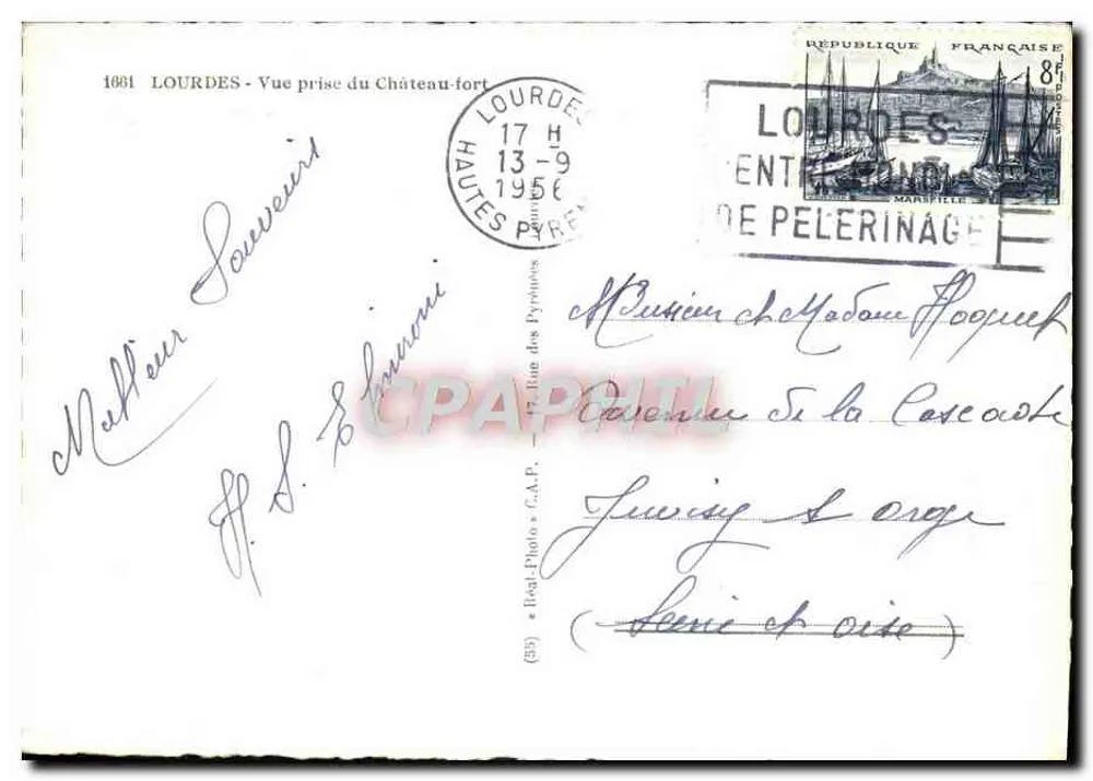 Lourdes — Vista tirada do Castelo-Forte — editor Cap, n° (513) - Verso