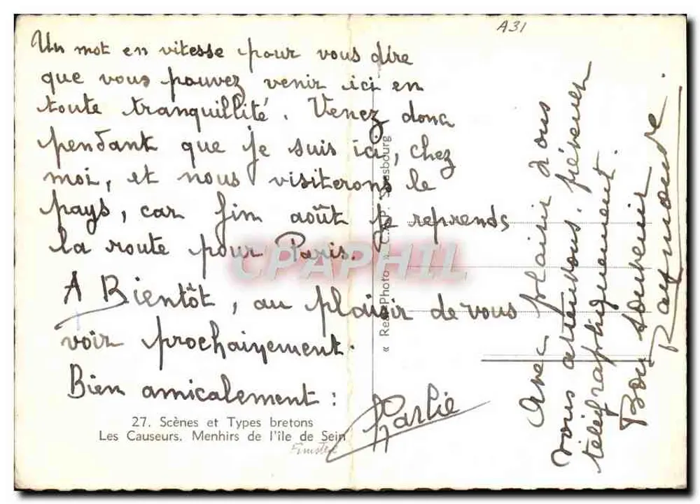 Les Menhirs de l'île de Sein — Cap — éditeur « Resboult » - Verso