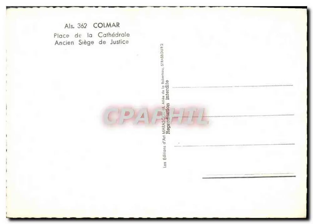 Colmar — Ehemaliger Sitz der Justiz — Éditions d'Art Marasco - Rückseite