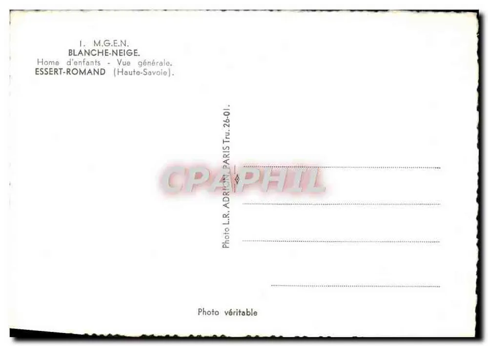 Blanche-Neige — Home d'enfants — Essert-Romand (Haute-Savoie) - Verso