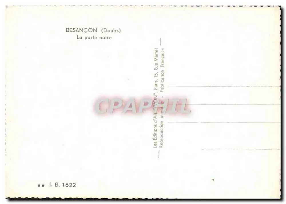 Besançon (Doubs) — A porta negra — As Edições de Arte 'WON', Paris - Verso