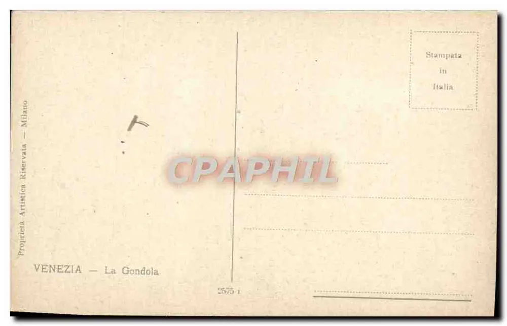 Vêneta — A Gôndola — Propriedade Artística Reservada — Milão - Verso
