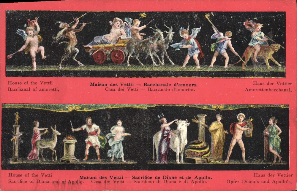 Haus der Vettii — Bacchanal der Liebe und Opferung von Diana und Apollo — - Vorderseite