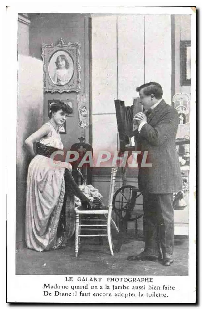 Der galante Fotograf — Studio-Szene mit Fotograf und Modell — Verlag unbekannt - Vorderseite
