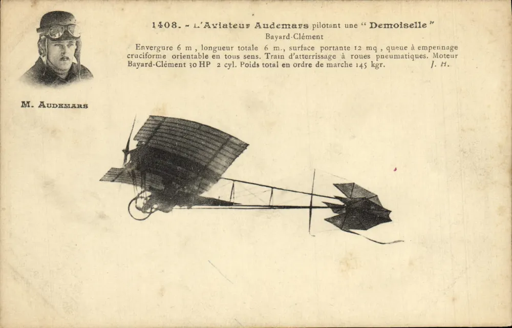 Der Flieger Audemars in einer "Demoiselle" — Bayard-Clément — J. Hauser, Paris - Vorderseite