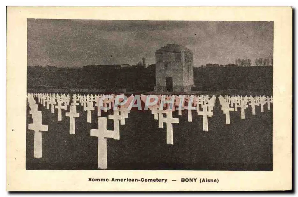 Amerikanischer Friedhof von Bony — Aisne — unbekannter Verlag, Seriennummer nicht sichtbar - Vorderseite