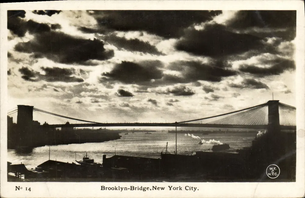 Brooklyn-Bridge, Nova York — N° 14 — W.F. N.Y.C. - Frente