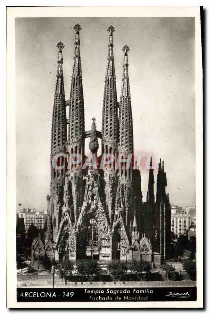 Barcelona - Sagrada Família-Tempel - Fassade der Geburt - Graphik 149 - Vorderseite