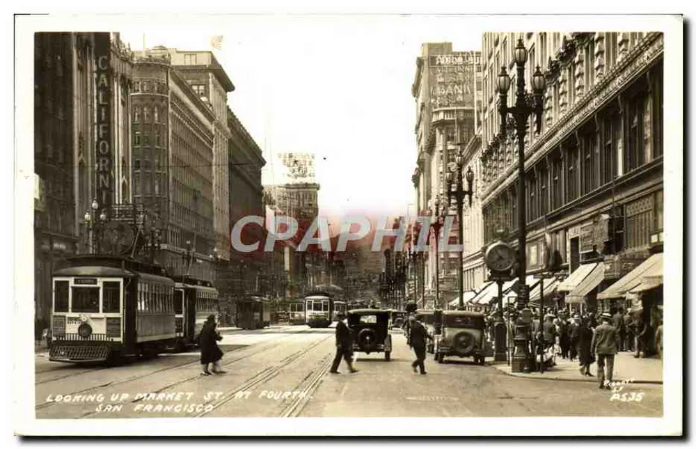Market Street, San Francisco — Aufnahme von der 4. Straße — Verlag R. C. B. & Co., Nr. AS35 - Vorderseite