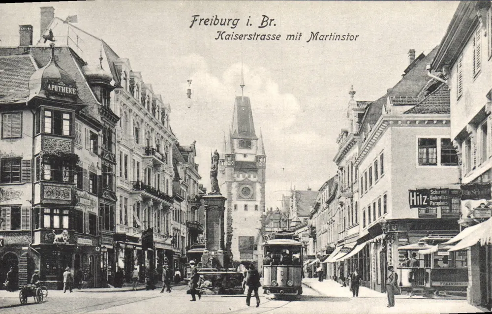 Freiburg i. Br. — Kaiserstraße met Martinstor — Dr. Trenkler Co. Leipzig - Voorkant
