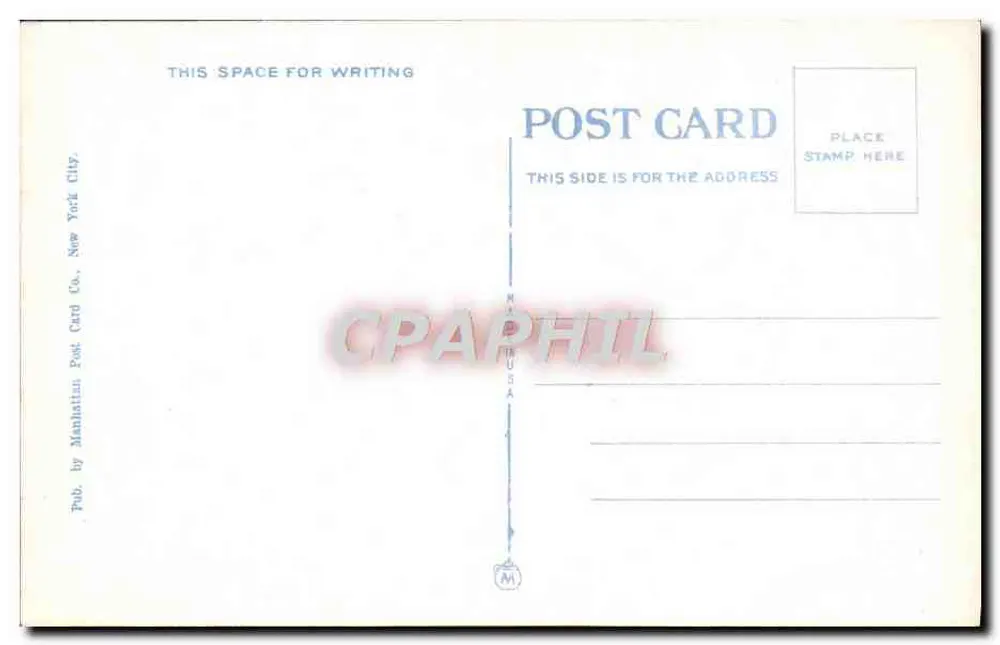 Verkehrsleuchtturm, 5. Ave. und 42. Straße — Blick nach Norden, New York City — Manhattan Post Card Co. - Rückseite