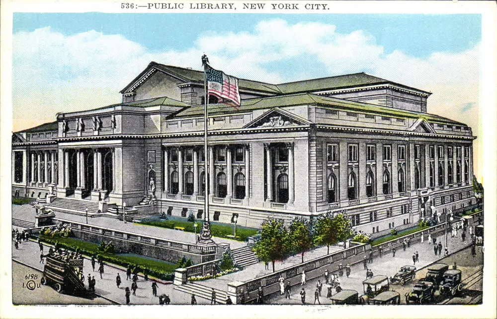 Biblioteca Pública de Nova Iorque — Nova Iorque — editor Manhattan Post Card Co., n° 536 - Frente