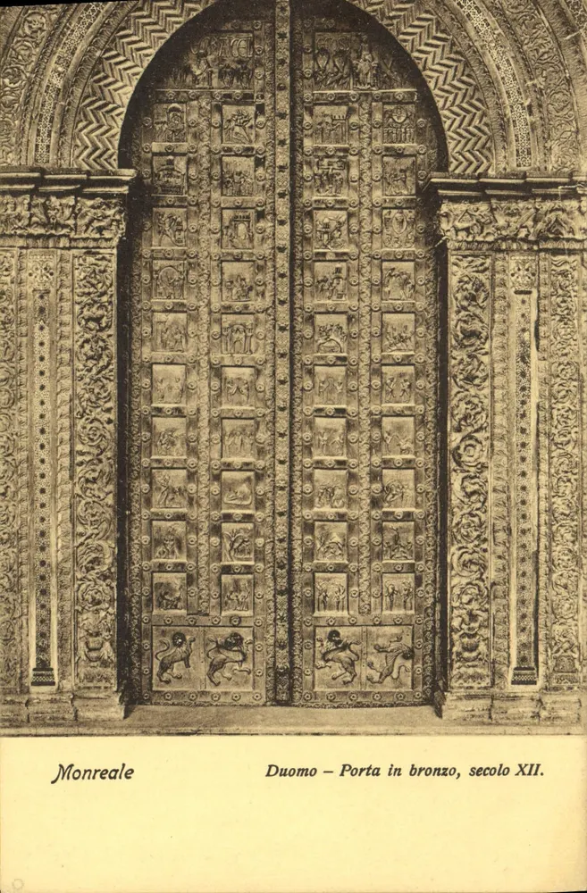 Monreale — Bronze Tür des Duoms, 12. Jahrhundert — G. Matranga, Monreale, Verlag - Vorderseite