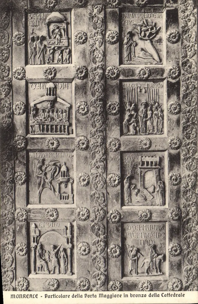 Monreale - Detail der bronzenen Haupttür der Kathedrale - Vorderseite