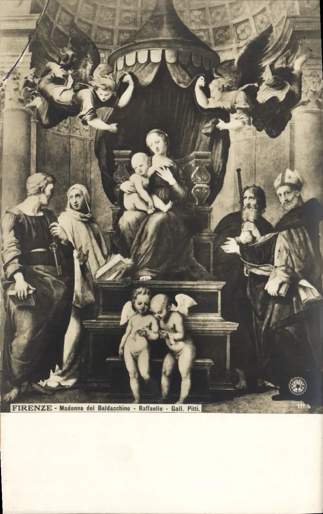 Madonna del Baldacchino — Werk von Raphael — Galerie Pitti, Florenz - Vorderseite
