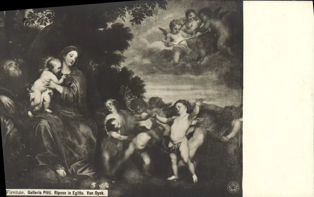 Florenz. Galerie Pitti. Ruhe in Ägypten. Van Dyck. - Vorderseite