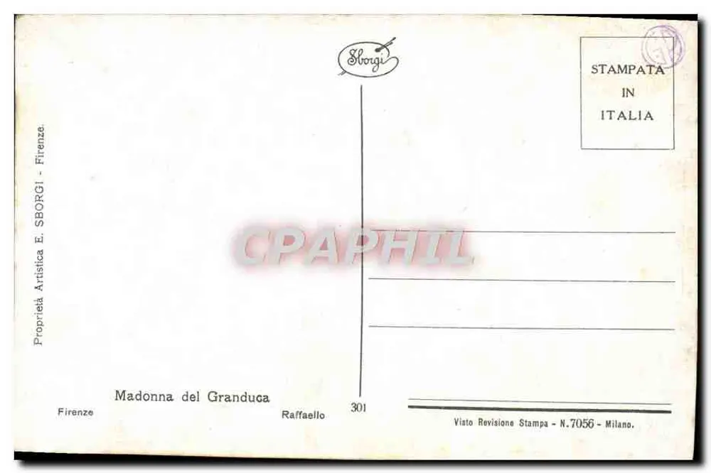 Madonna del Granduca — Raffaello — Editor Sborgi, n°301 - Verso