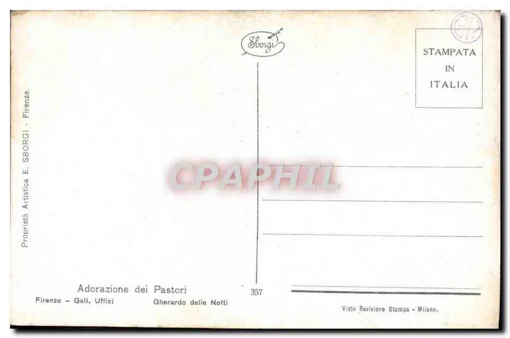 Anbetung der Weisen — Anbetung der Hirten — E. SBORGHI, n° 357 - Rückseite