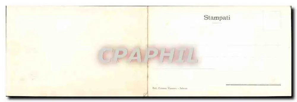 Solerno - Panorama — Panoramablick auf den Hafen und die Hügel — Verlag Caiman Vincenzi • Solerno - Rückseite