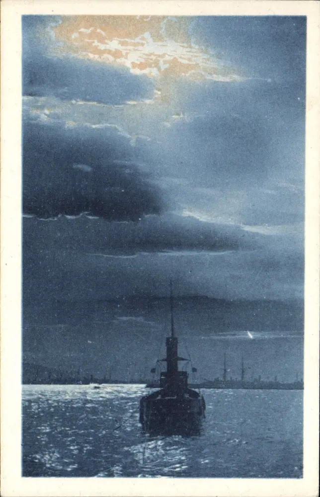 Navire de guerre — vue nocturne — Milan, n° 7843 - Recto