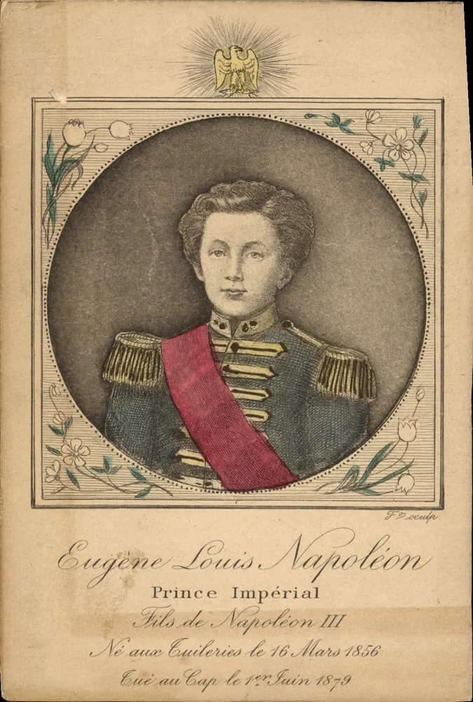 Eugène Louis Napoléon — Imperiale Prinz — signierte Gravur F.D. sculp - Vorderseite