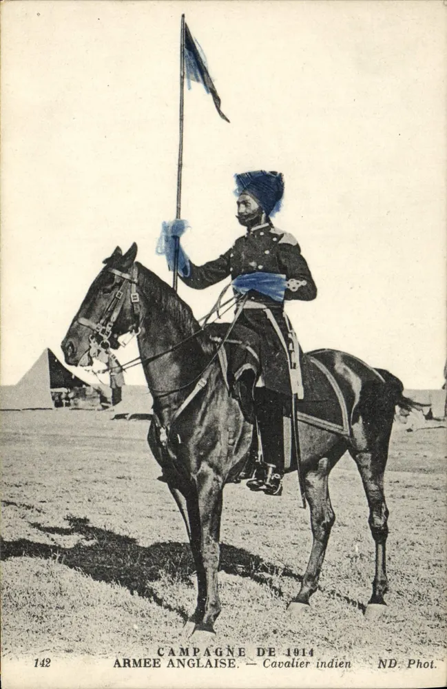 Kampagne von 1914 — indischer Reiter — britische Armee — ND Phot. n°142 - Vorderseite