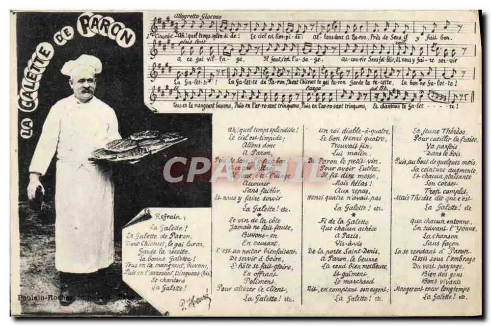 Die Galette von Paron — Lied und Porträt eines Kochs — Boulain-Rocher, Nr. 104 - Vorderseite