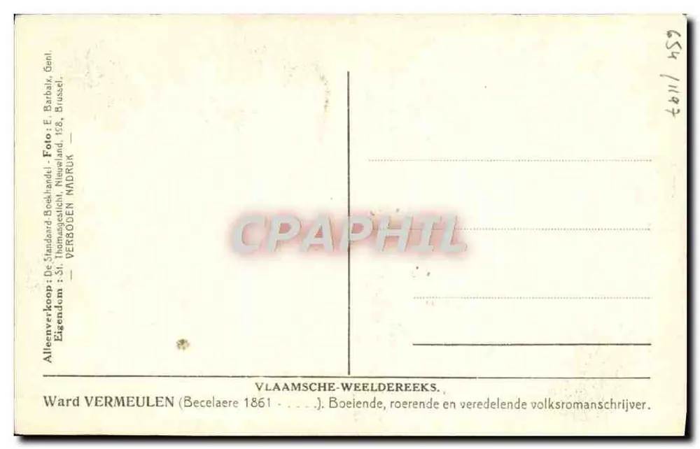 Ward Vermeulen — walloonscher Schriftsteller — Studiofoto - Rückseite