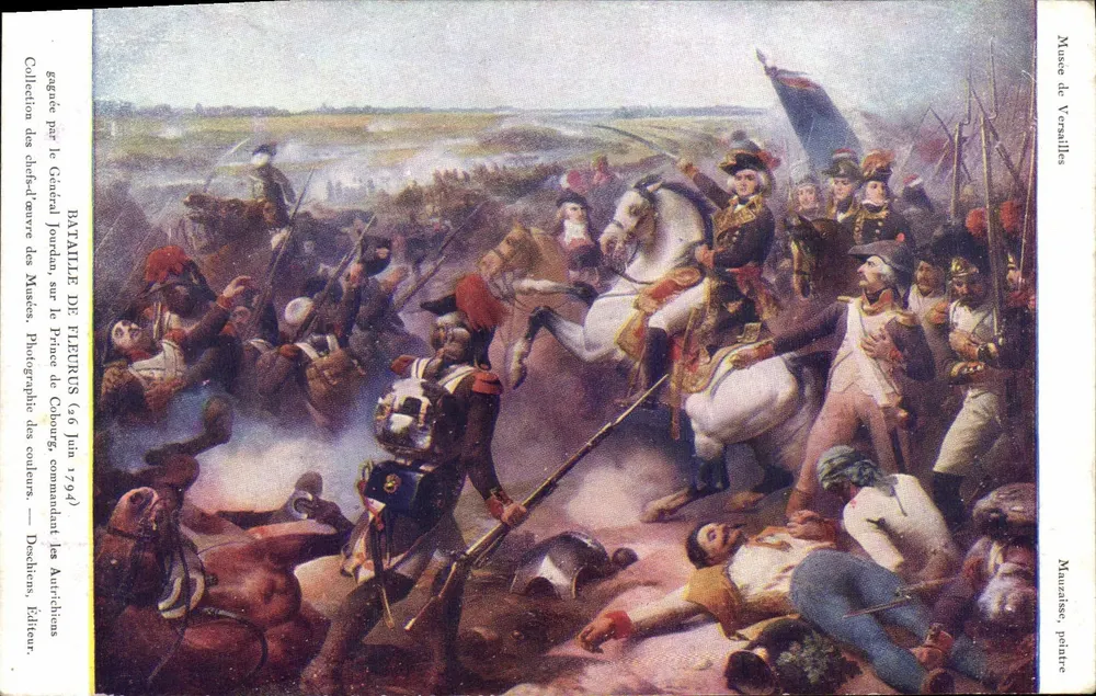 Batalha de Fleurus — 6 junho 1794 — Museu de Versailles, pintura de Deschamps - Frente