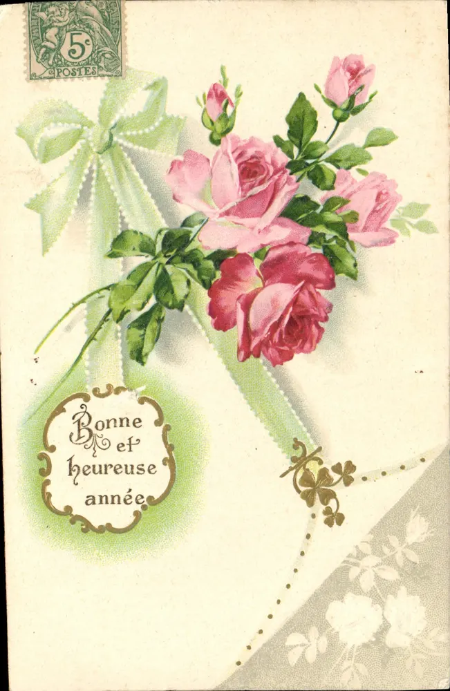 Blütenstrauß aus Rosen — Frohe Weihnachten — Verleger nicht sichtbar - Vorderseite