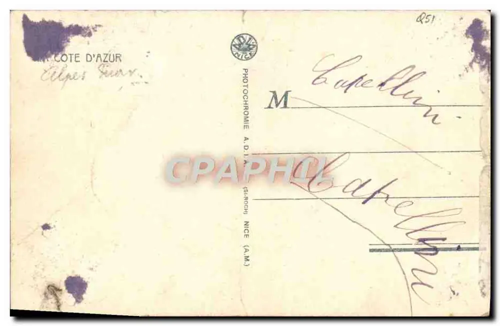 La Turbie (A.M.) — Place Detras und Mont-Agel — Photocromie A.D.I. Nice - Rückseite