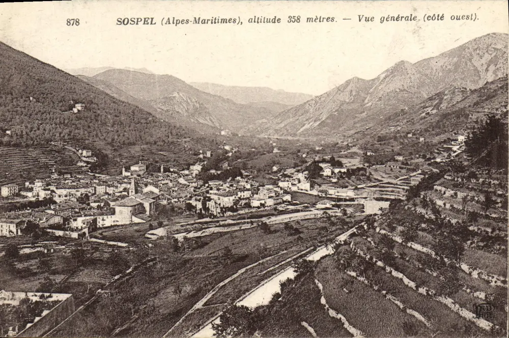 Sospel (Alpes-Maritimes) — Vue générale (côté ouest) — éditeur VAD, n° 878 - Recto
