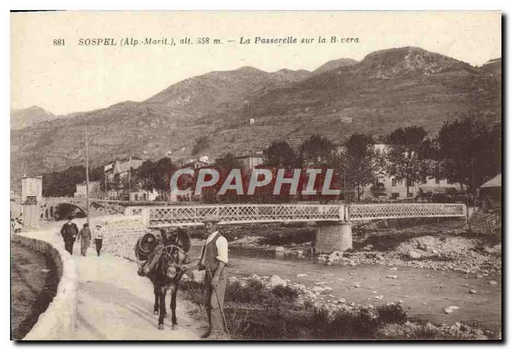 Sospel (Alpes-Maritimes), alt. 358 m. — Die Brücke über den Bivera-Fluss - Vorderseite