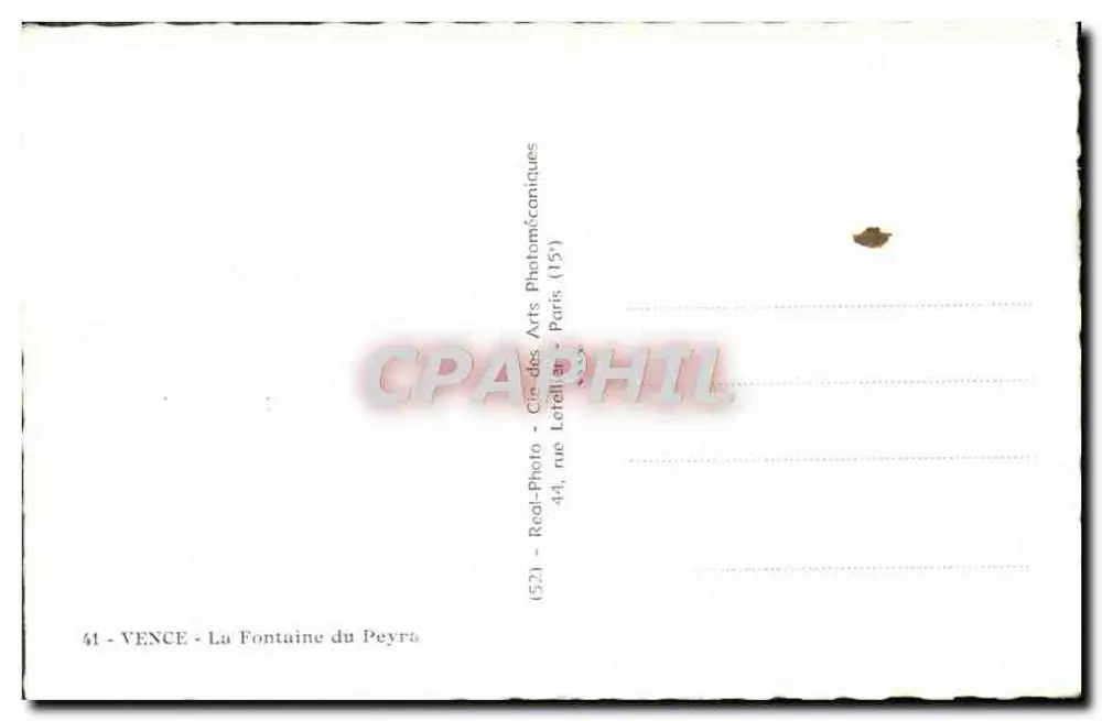 Vence - A Fonte do Peyra — Cap - Verso