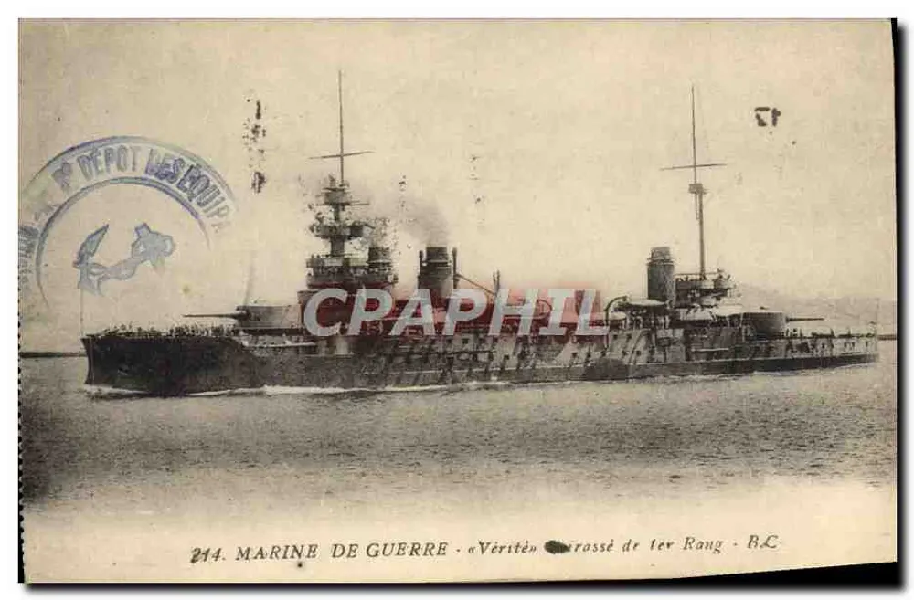Kriegsschiff « Vérité » — Kreuzer erster Klasse — B.C. — Nr. 214 - Vorderseite