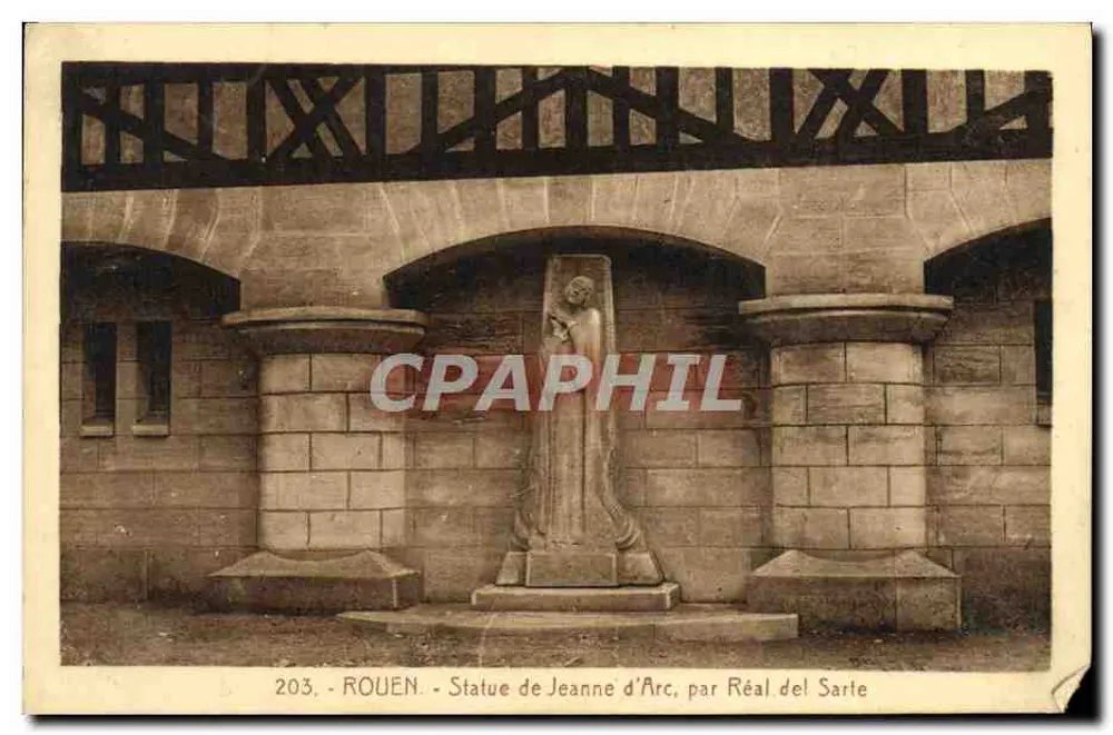 Rouen — Statue der Jeanne d'Arc von Réal del Sarte — Ausgabe 'La Cigogne' - Vorderseite